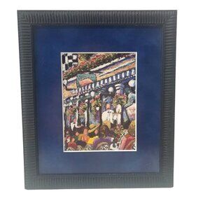 Paris Cafe Abstract Art Deco Framed Lithograph 10.5" x 9" Gallery Wall Framed